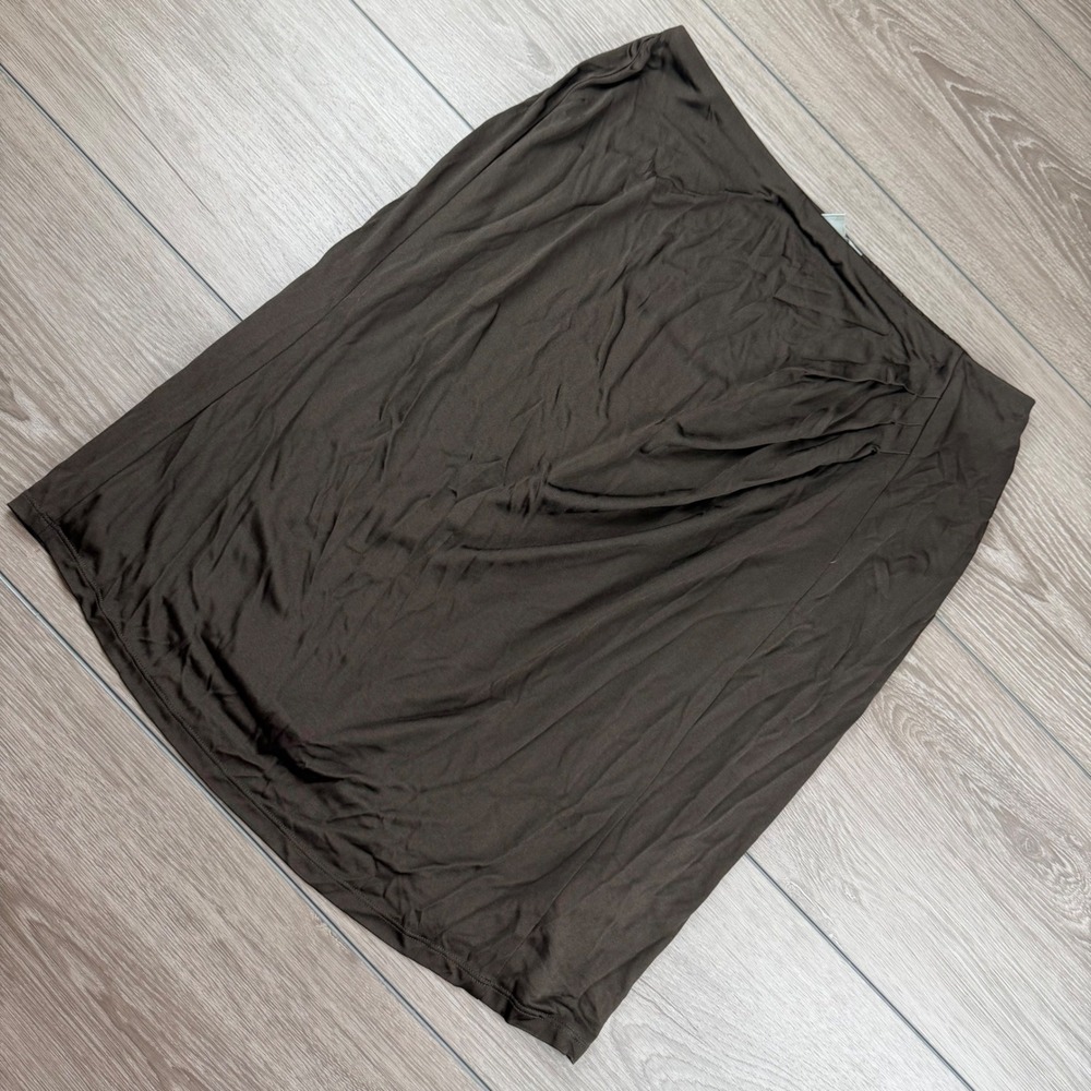 Ellen Tracy Womens Skirt Silk Blend Ruched Brown Large